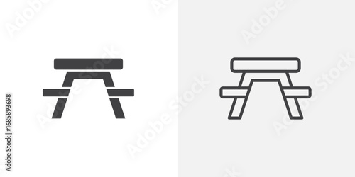 Camp table icon set for ui designs on white background