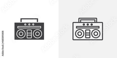 Boombox icon set for ui designs on white background