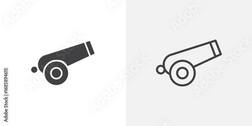Cannon icon set for ui designs on white background