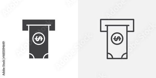 ATM cash icon set for ui designs on white background