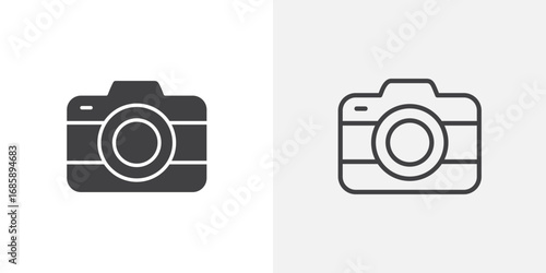 Camera icon set for ui designs on white background