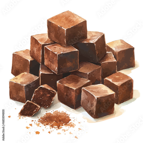 Fudge, watercolor drawing vector, isolated on a white background.
