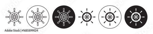 Ship wheel Icon collection for ui on white background