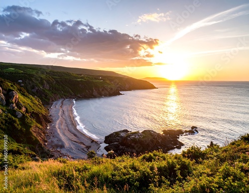 Coastal sunset, dramatic landscape