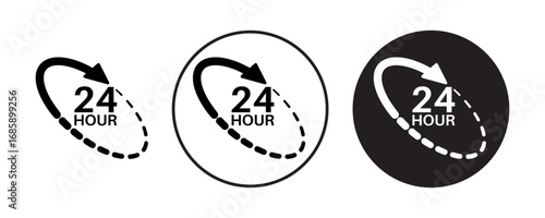 24 Hour time Icon collection for ui on white background