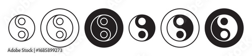 Yin yang Icon collection for ui on white background
