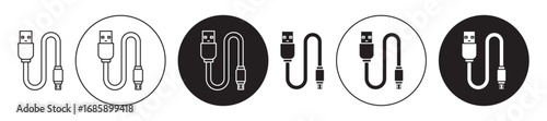 USB cable Icon collection for ui on white background