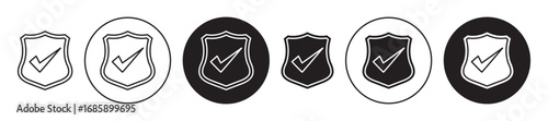 Shield check Icon collection for ui on white background