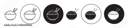 Rice bowl Icon collection for ui on white background