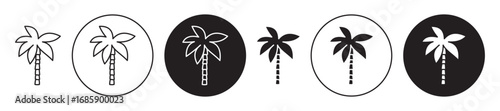 Palm tree Icon collection for ui on white background