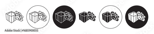 Open gift box Icon collection for ui on white background