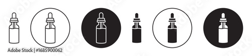 Oil dropper bottle Icon collection for ui on white background