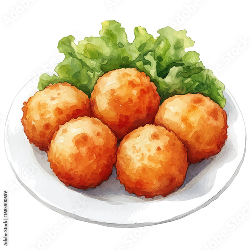 Falafel, watercolor drawing vector, isolated on a white background.