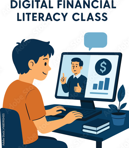 Digital financial literacy class for teenagers Illustration