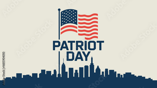 Patriot day american flag skyline cityscape patriotism celebration holiday usa