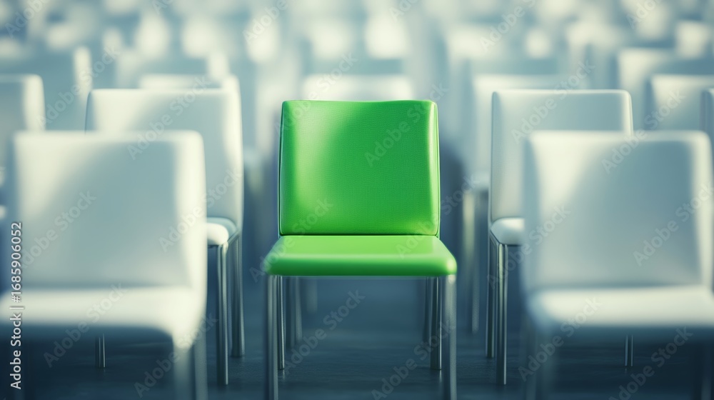 Fototapeta premium A distinctive green chair symbolizing business innovation and individuality in a competitive market