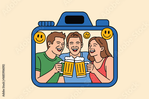 Friends beer cheers celebration happy friendship party fun gathering toast joy drink together smiling