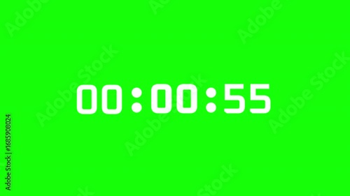 Modern 1 Minute Countdown Animation with Green Screen. 4k video