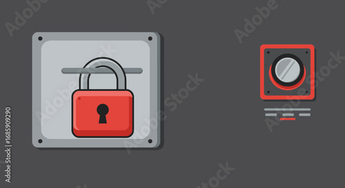 Secure access panel with padlock and surveillance camera for modern security systems design