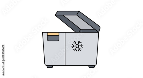 Efficient chest freezer for storing food, a must have for every household, isolated icon