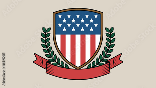 American flag shield stars stripes patriotic emblem banner laurel wreath symbol