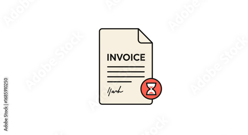 Urgent invoice payment reminder hourglass icon symbolizing deadline and financial urgency