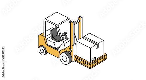 Forklift lifting box on pallet: efficient warehouse logistics and distribution in modern industry
