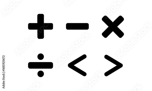 Basic math symbols set: plus, minus, multiplication, division