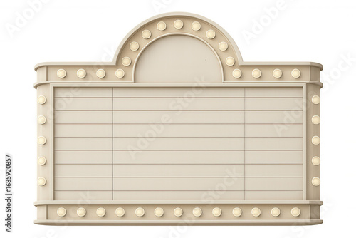 Blank movie theater marquee sign with glowing lights, providing copy space for your message on a transparent background