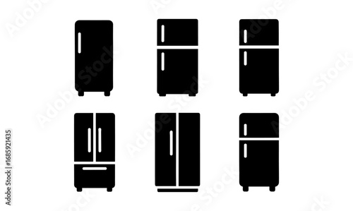 Set of black refrigerator silhouettes in various designs