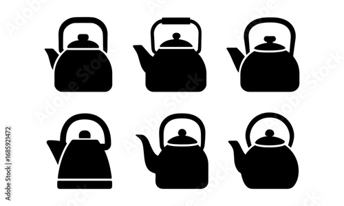 Silhouette collection of modern teapots in various classic designs