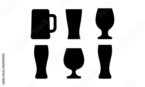 Silhouette collection of beer glasses featuring various styles and shapes