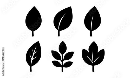 Simple leaf silhouette set for nature and botanical design projects