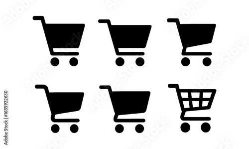 Silhouette shopping carts collection: minimalist design variations