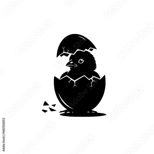 A Tiny Black Chick Emerging from a Cracked Eggshell Symbolizing New Beginnings and Innovation in Digital Technologies
