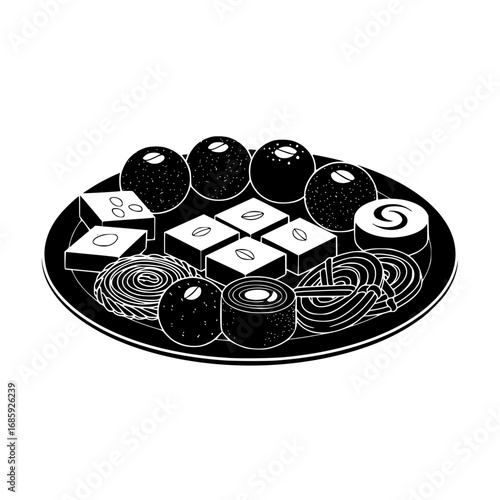 A Delicious Assortment of Sweet Indian Desserts Served on a Plate