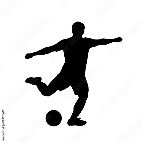 Silhouette of a Soccer Player Kicking the Ball with Dynamic Pose
