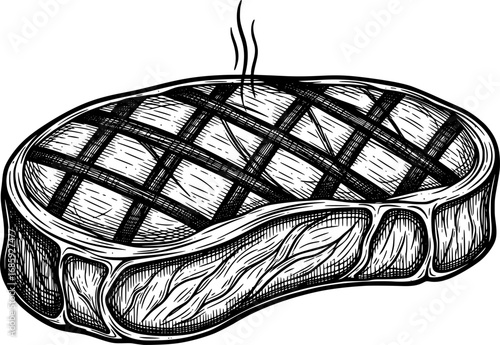 Beef steak with grill marks vector icon with hand-drawn style