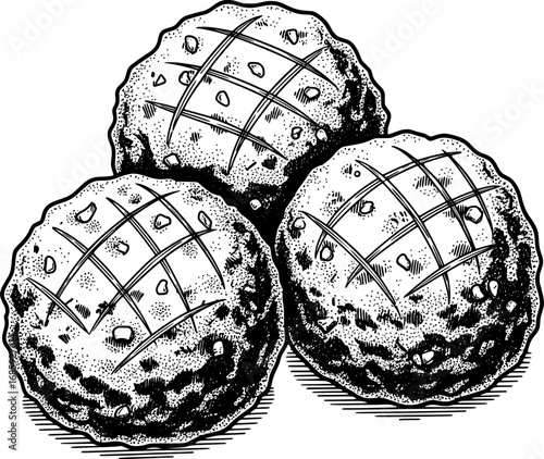 Beef meatballs vector icon with hand-drawn style
