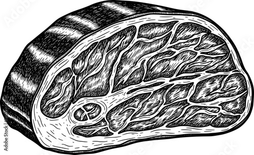 Beef brisket cut vector icon with hand-drawn style