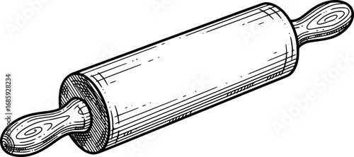 Rolling pin bakery tool vector icon with hand-drawn style
