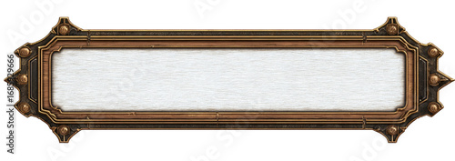 Ornate, rectangular, bronze-framed sign with a blank, textured white surface