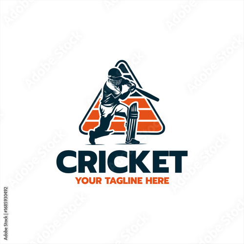 Cricket player logo design. Cricket batting vector design