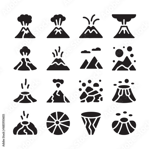 Volcano Icons Set