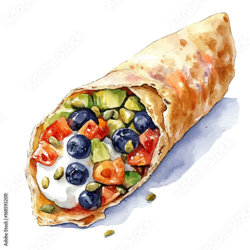 watercolor of Cannoli, vector, isolated on a white background.