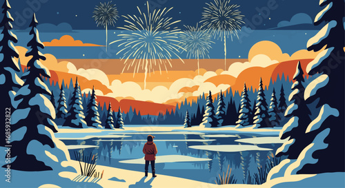 Solitary Celebration over a Frozen Canadian Lake