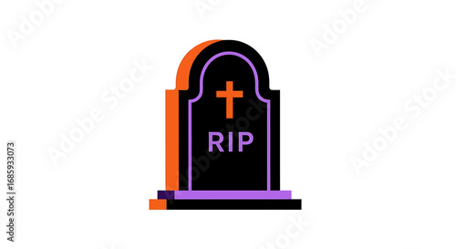 Abstract tombstone illustration with vivid color accents ideal for themed events
