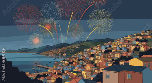 Valparaíso's New Year Fireworks over the Bay