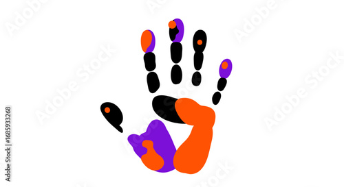 Colorful human handprint artwork exhibiting creativity and individuality on