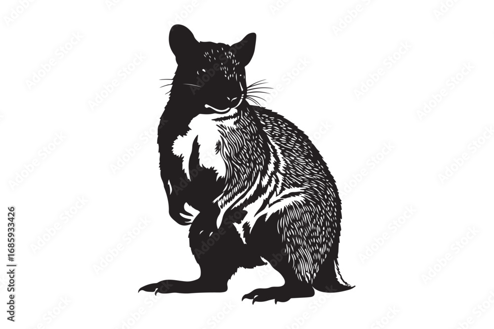 Obraz premium Black and white illustration of a standing hand drawing animal